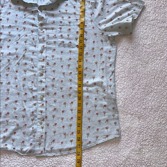 Marine Layer Sky Blue Palm Print Button Down Shirt - Picture 3 of 8